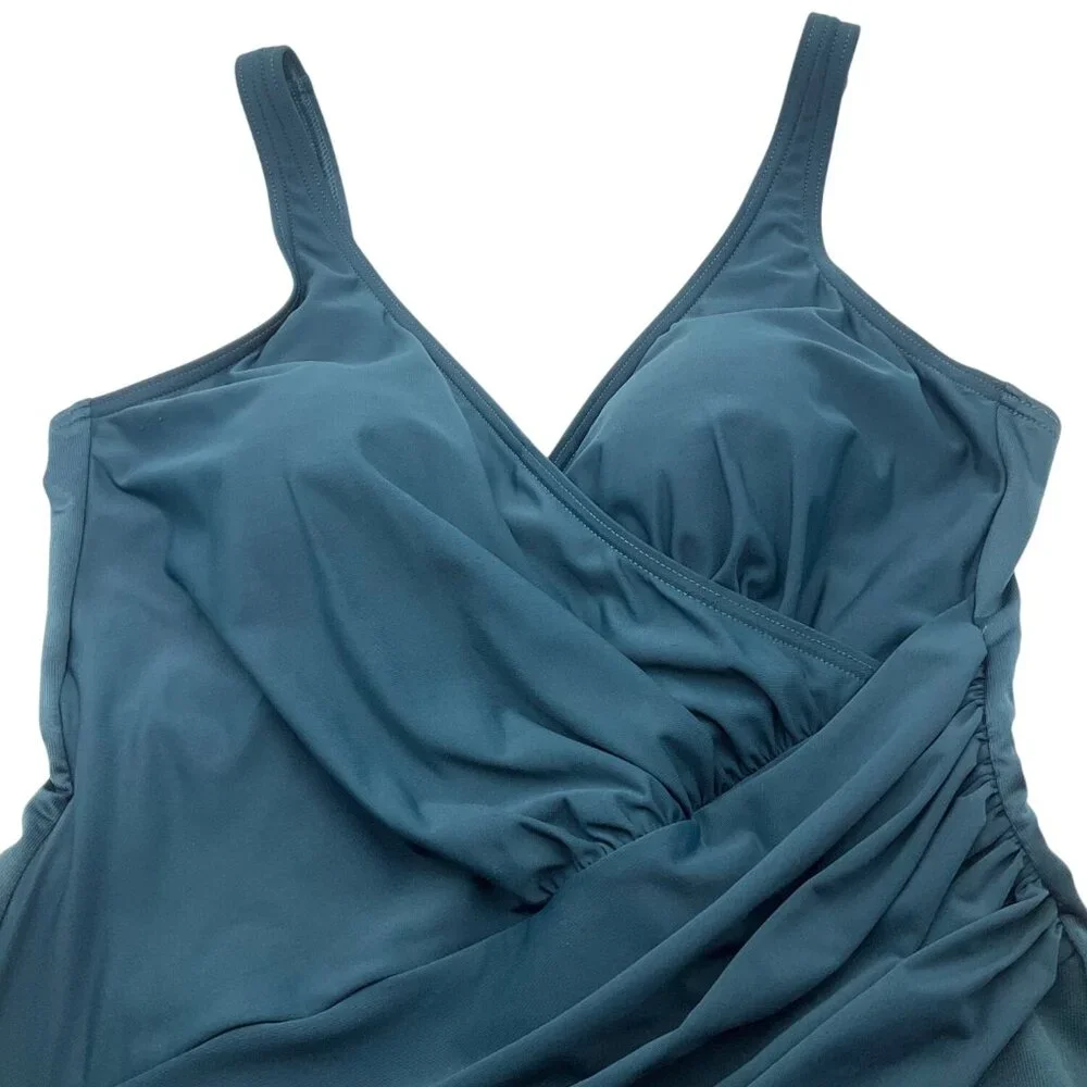 Miraclesuit Large Nova Green Must Have Oceanus One-Piece Swimsuit Draped - Picture 7 of 16